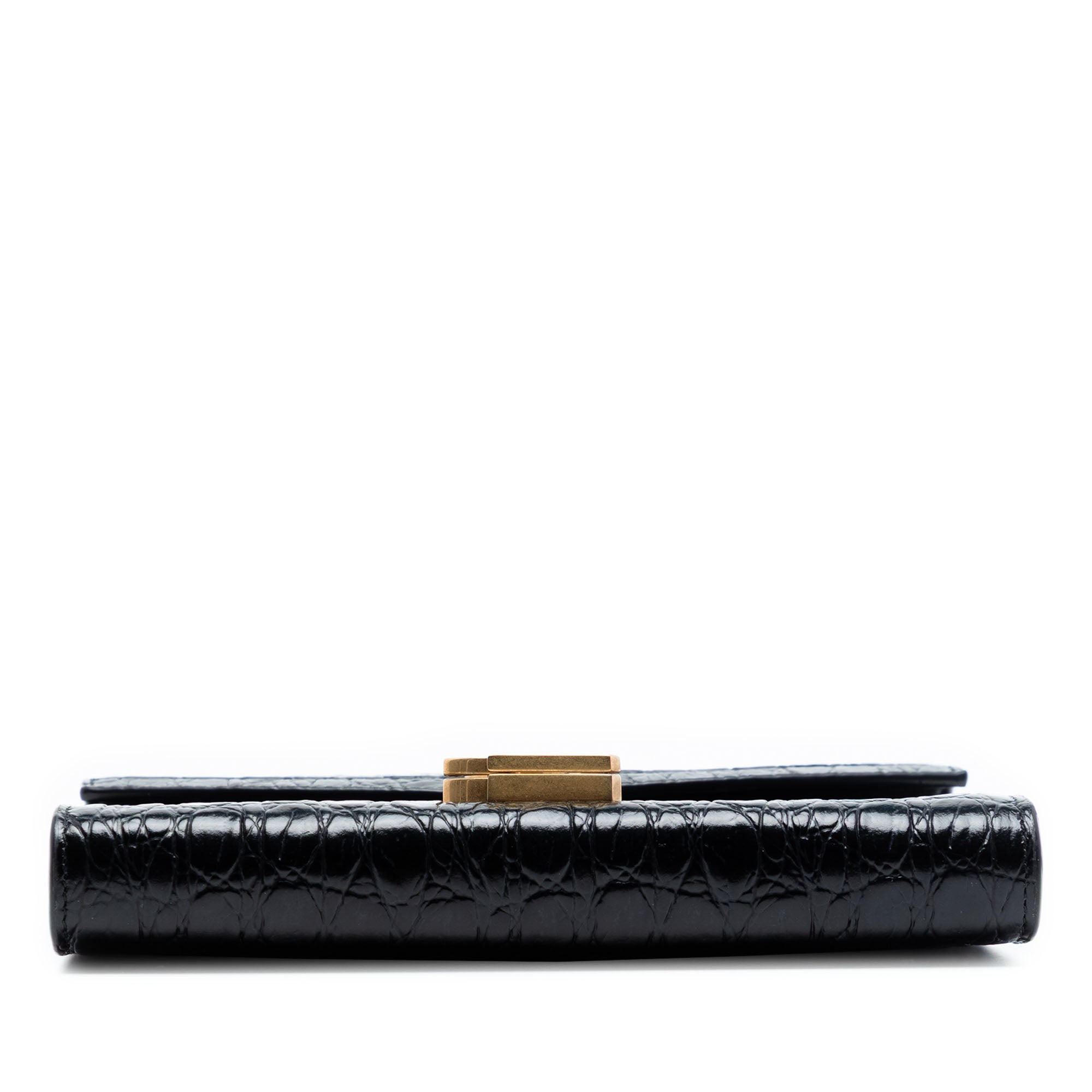Shiny Croc Embossed Calfskin Monogram Cassandra Chain Wallet - Image 3