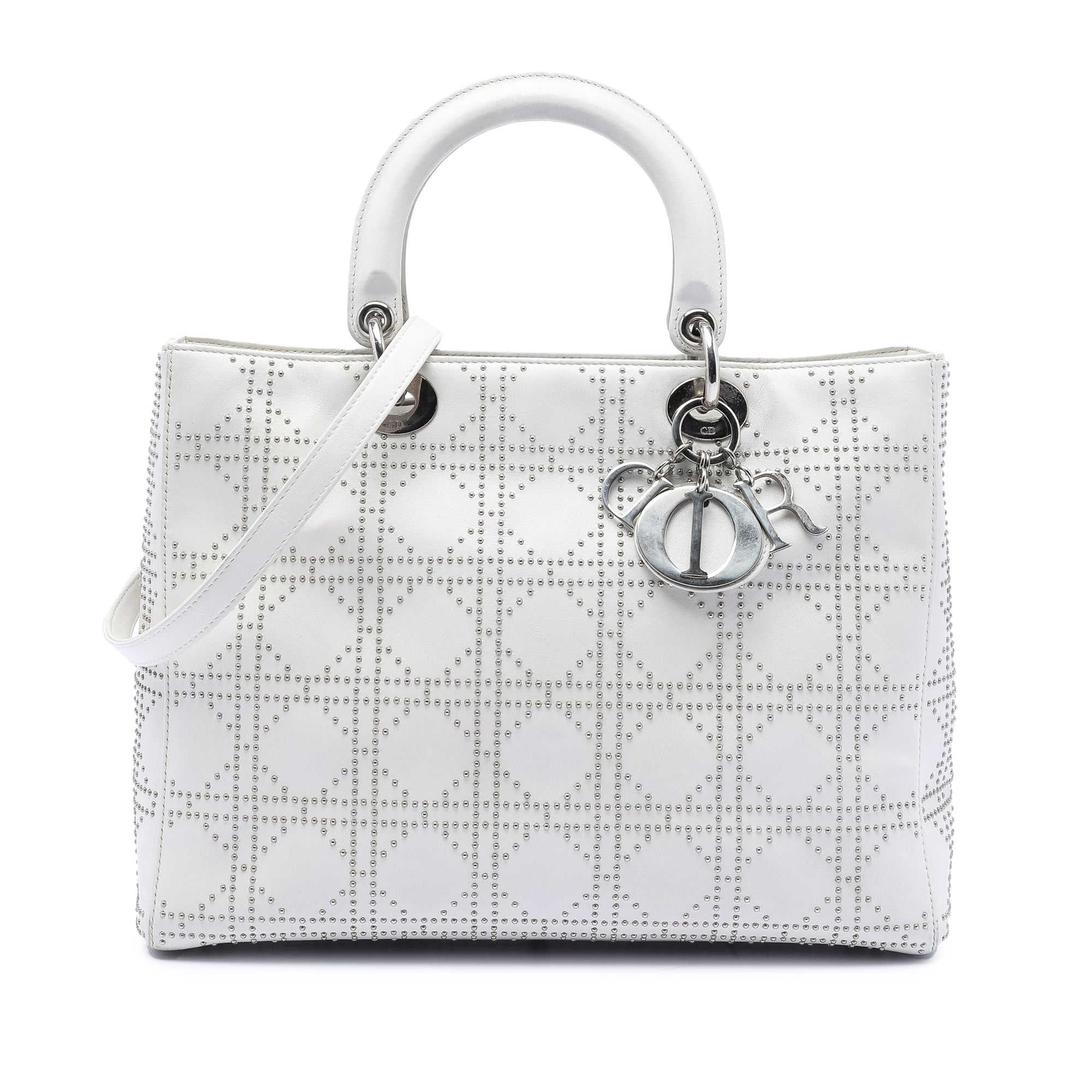 Large Calfskin Cannage Studded Lady Dior - Image 1