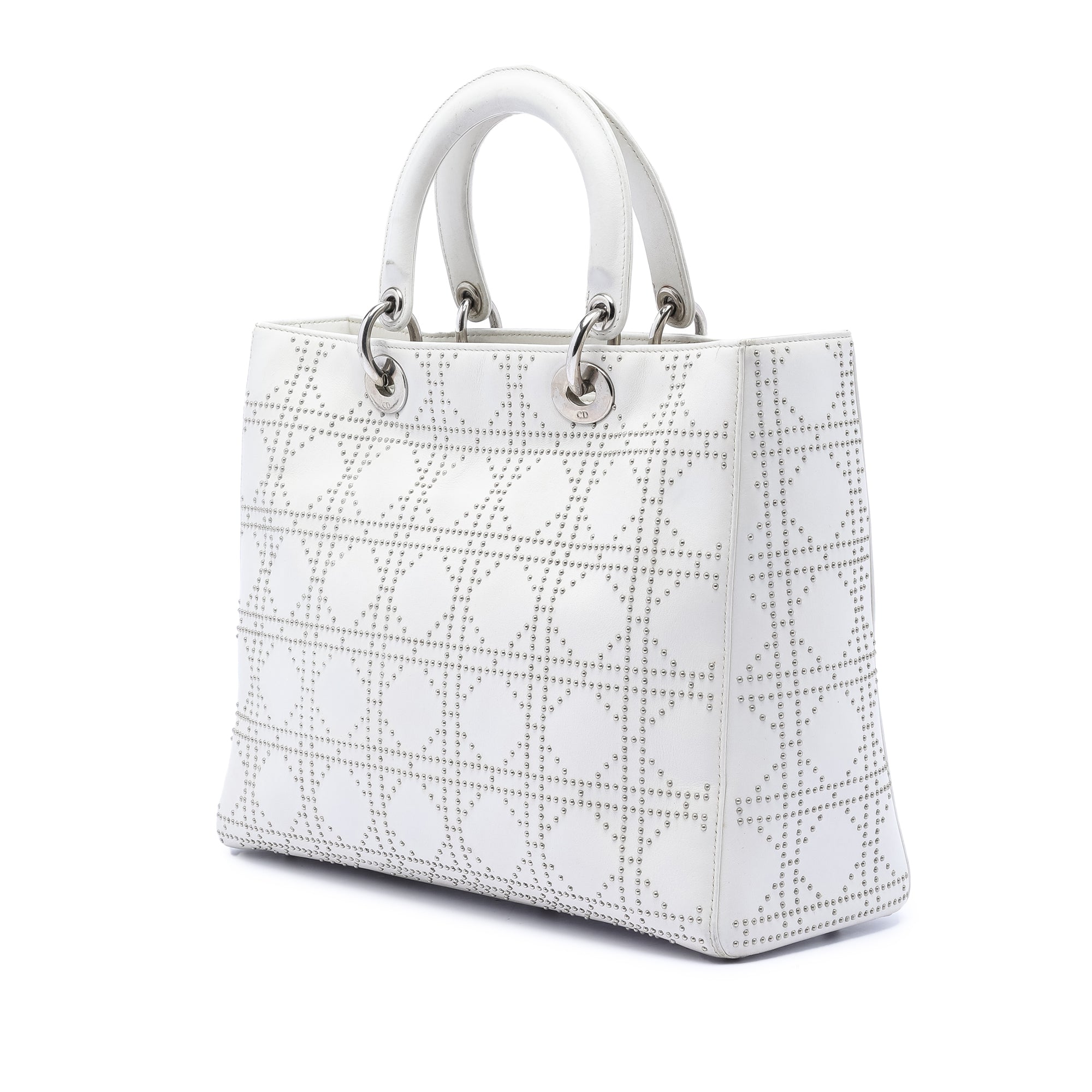 Large Calfskin Cannage Studded Lady Dior - Image 2