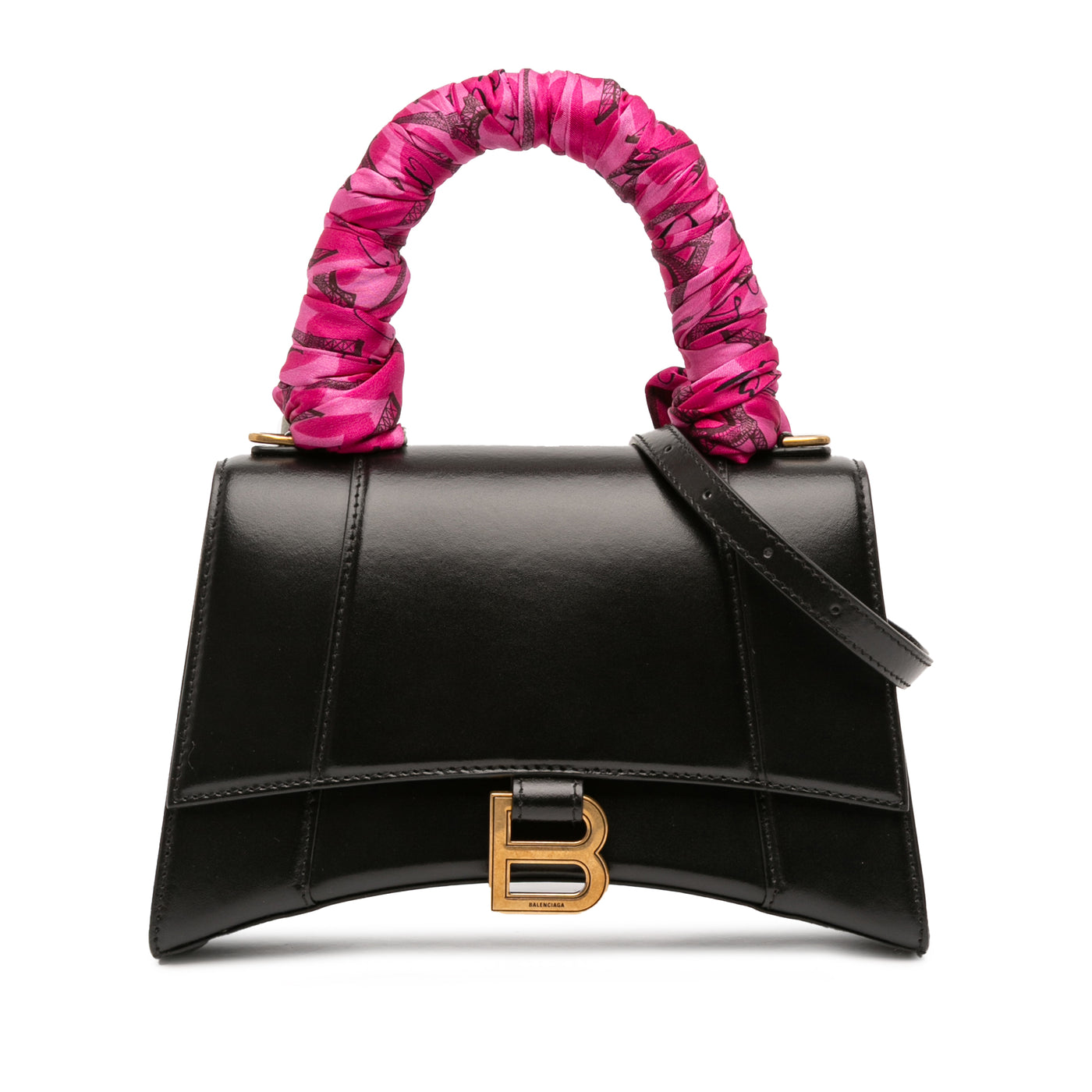 Small Shiny Box Calfskin Hourglass Top Handle Bag - Image 1