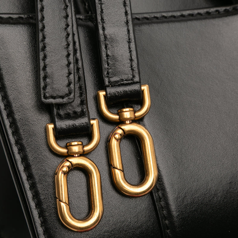 Small Shiny Box Calfskin Hourglass Top Handle Bag - Image 7