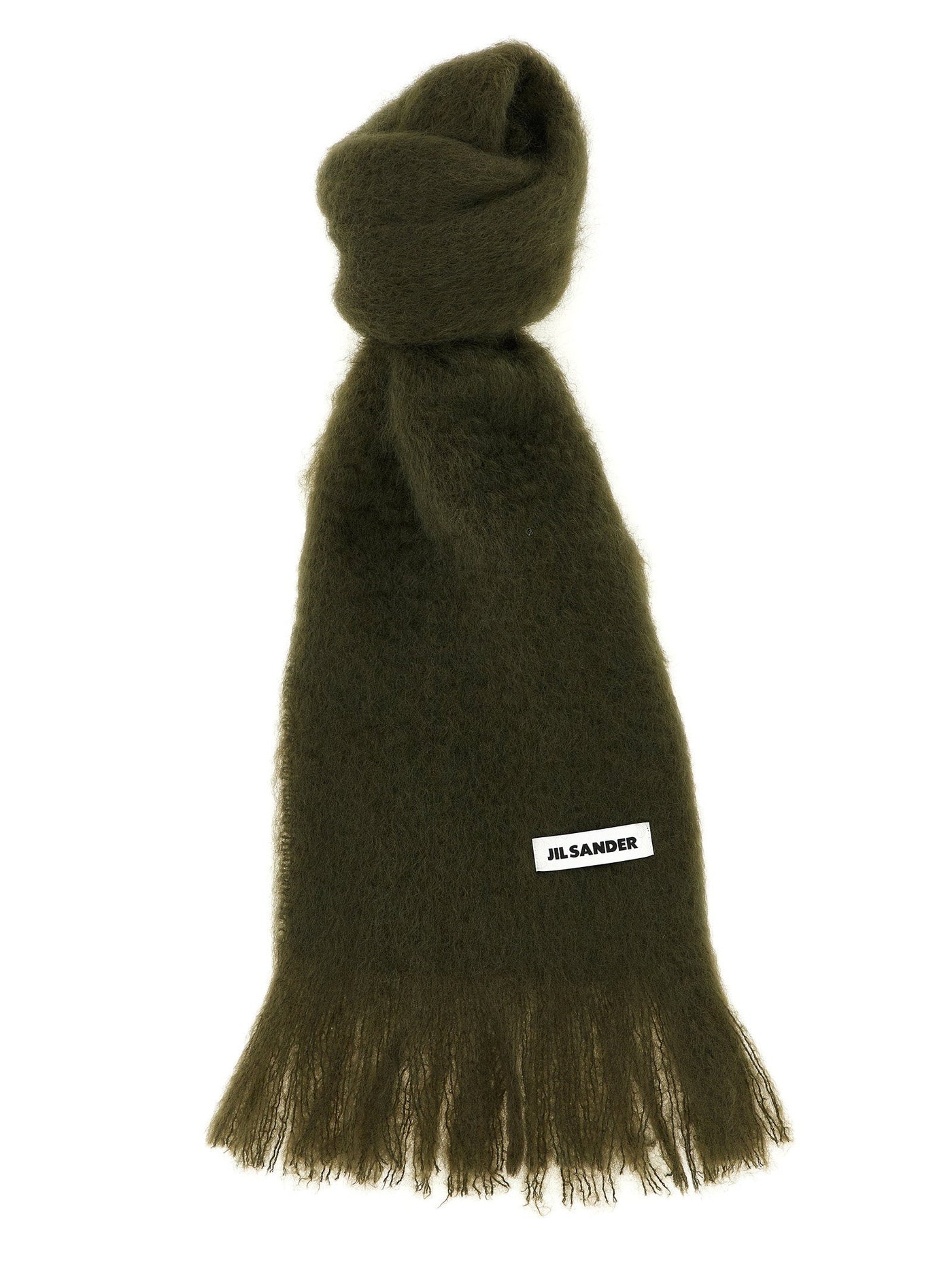 Jil Sander Mohair Wool Blend Scarf — Olive Scarfs