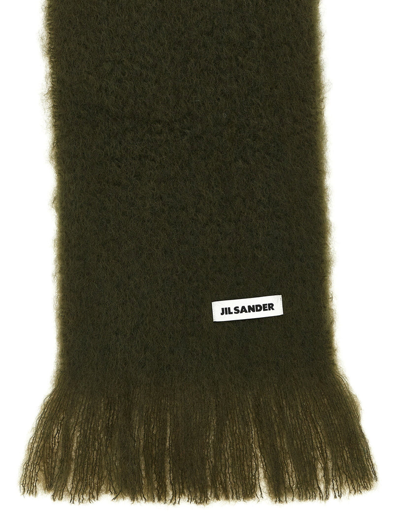 Jil Sander Mohair Wool Blend Scarf — Olive Scarfs