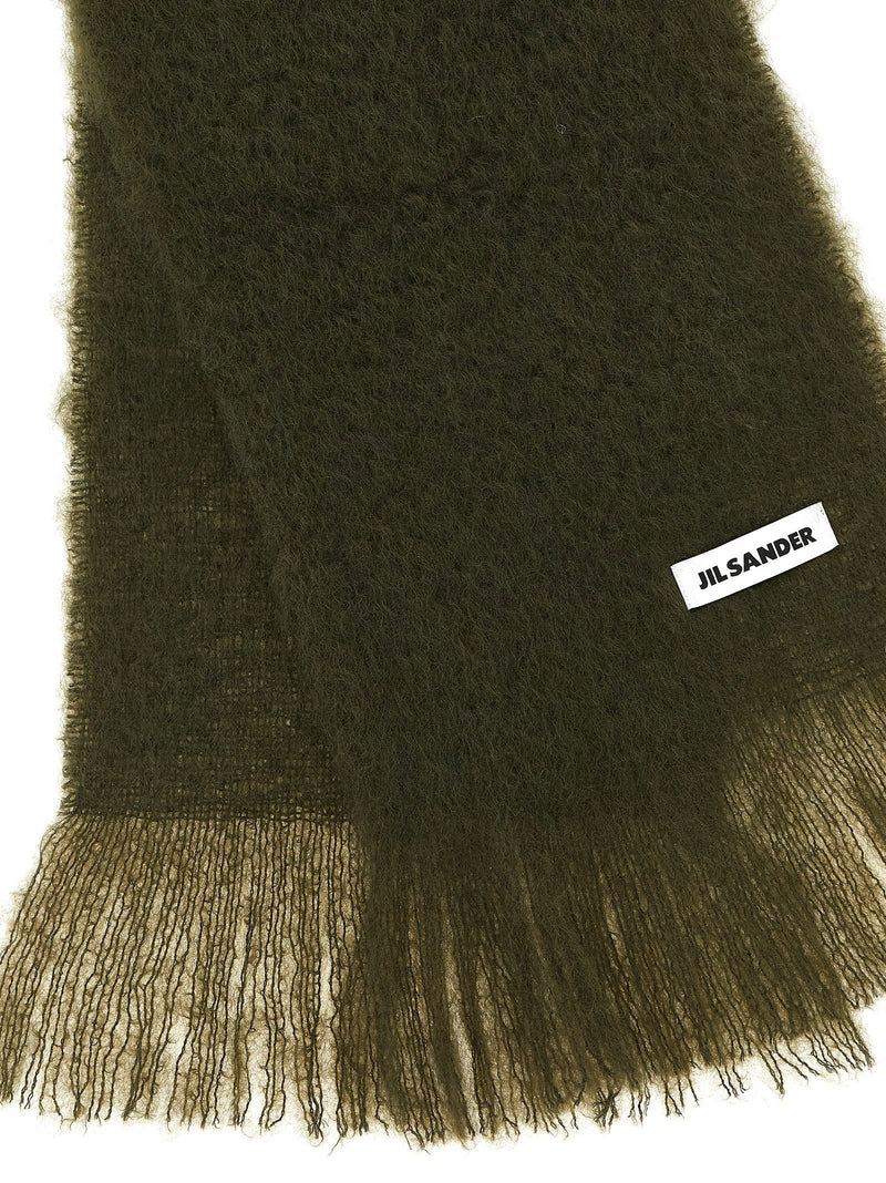 Jil Sander Mohair Wool Blend Scarf — Olive Scarfs
