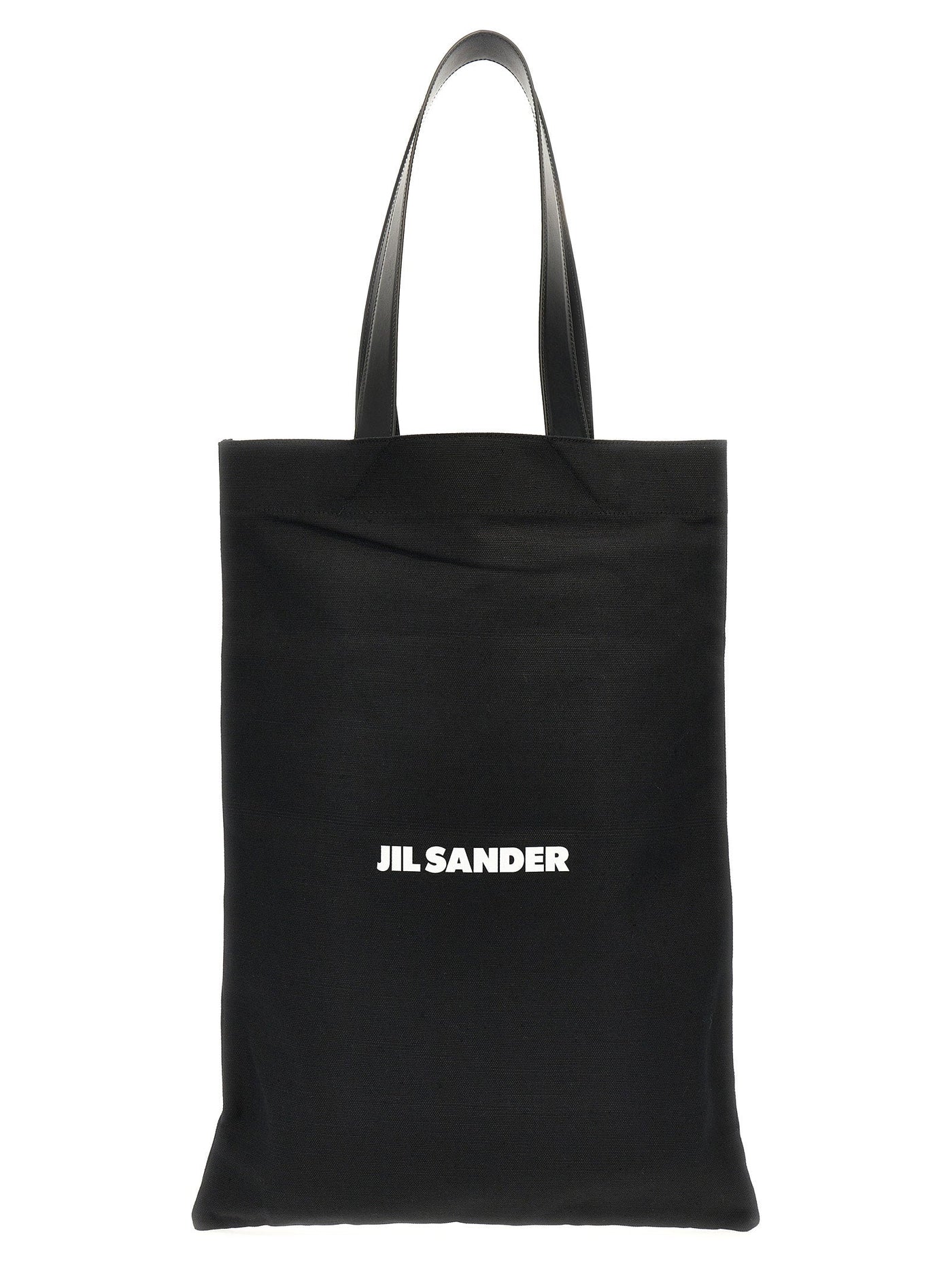 Jil Sander Logo-Print Canvas Tote Bag — Black