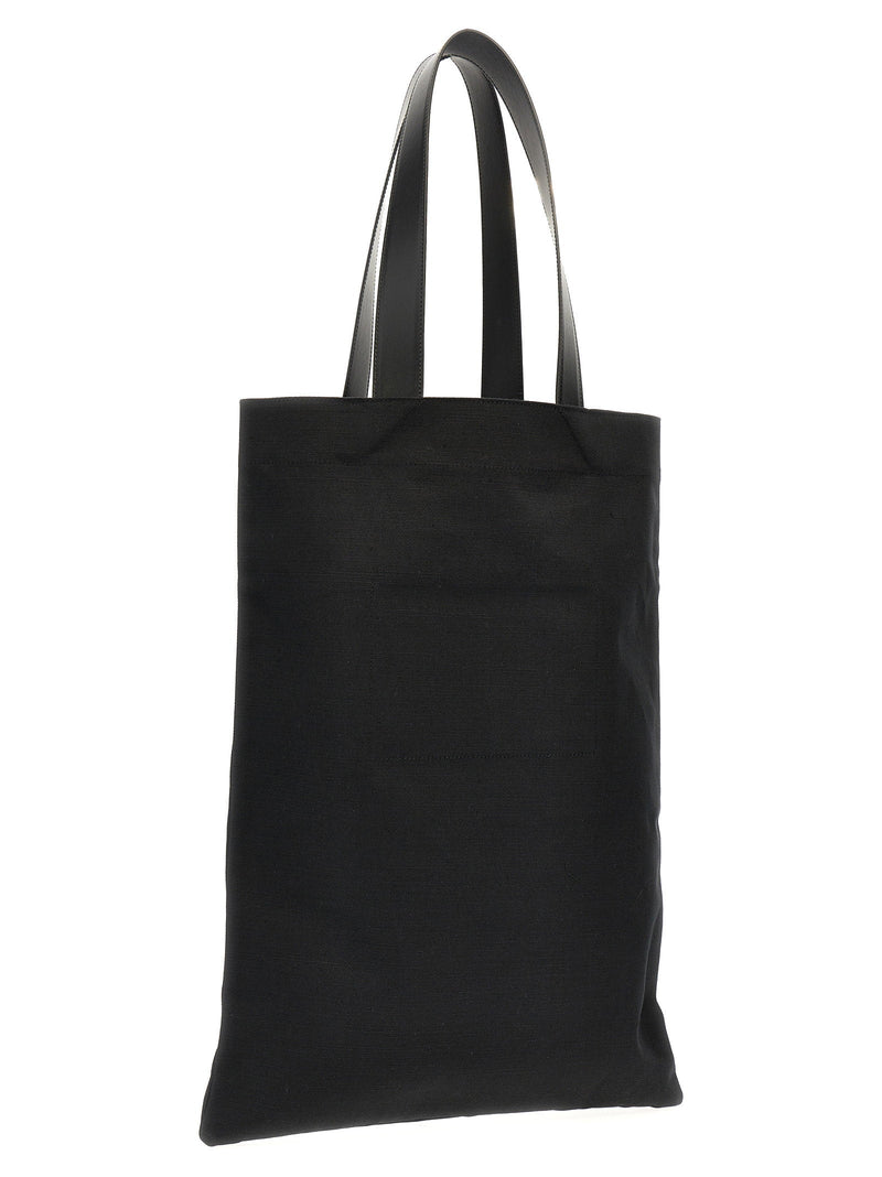 Jil Sander Logo-Print Canvas Tote Bag — Black