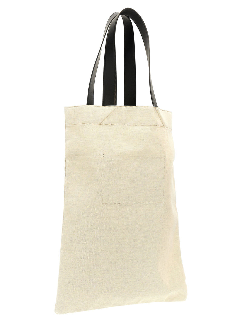 Jil Sander Logo-Print Canvas Tote Bag — Cream