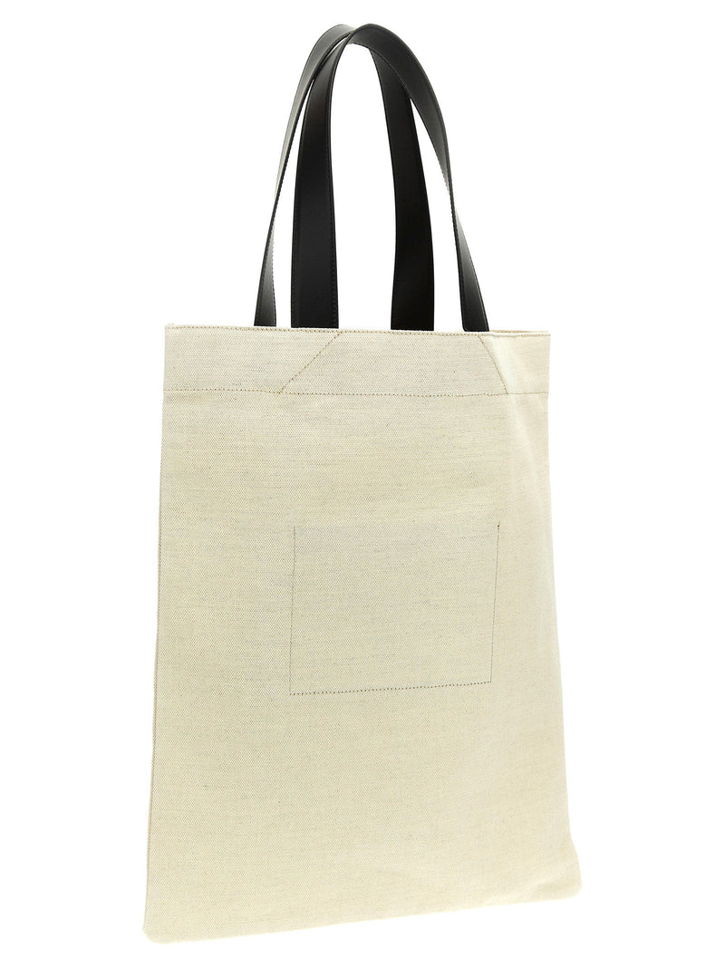 Jil Sander Canvas With Leather Handles Shopping Bag — Cream