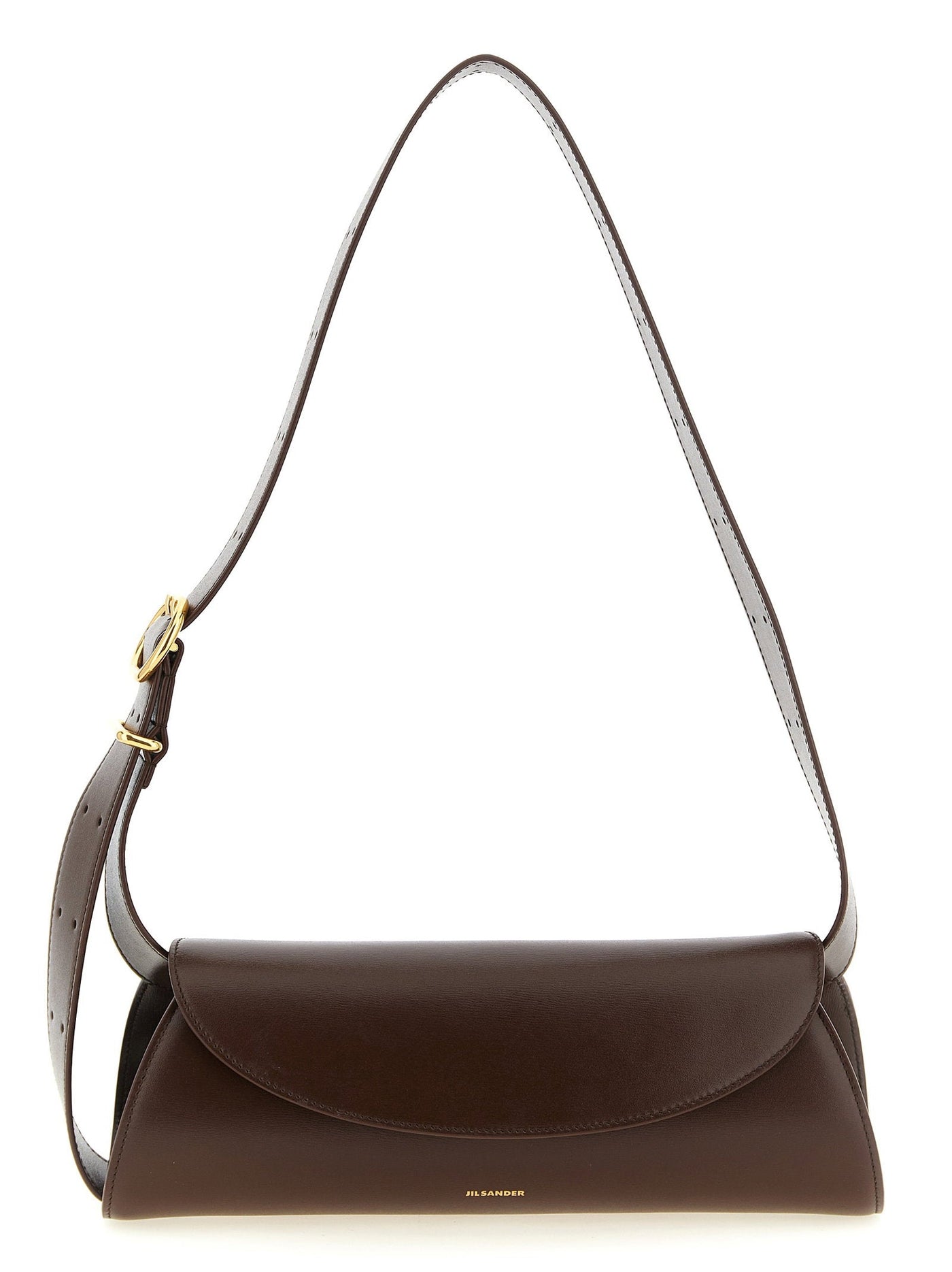 Jil Sander Cannolo Shoulder Bag — Brown Smooth Calf Leather