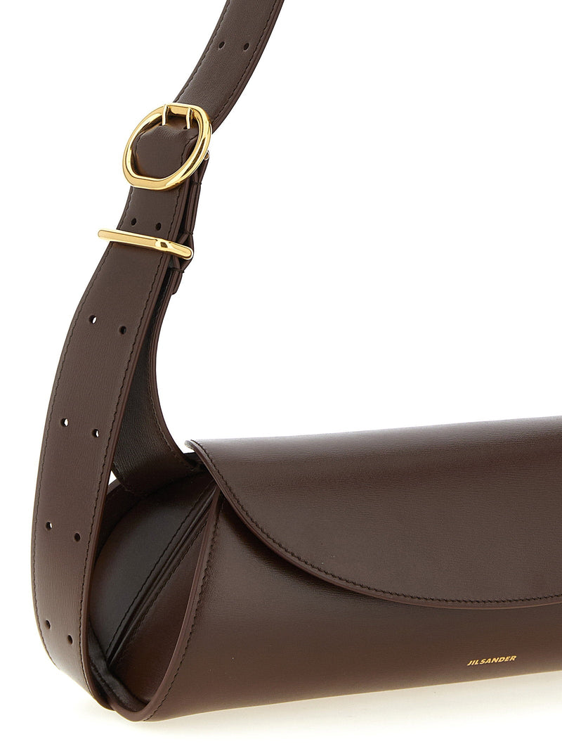 Jil Sander Cannolo Shoulder Bag — Brown Smooth Calf Leather