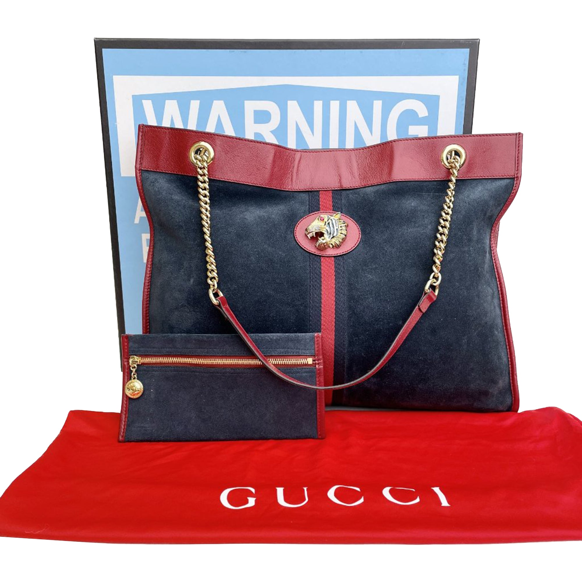 Large Web Suede Rajah Tote - Image 14