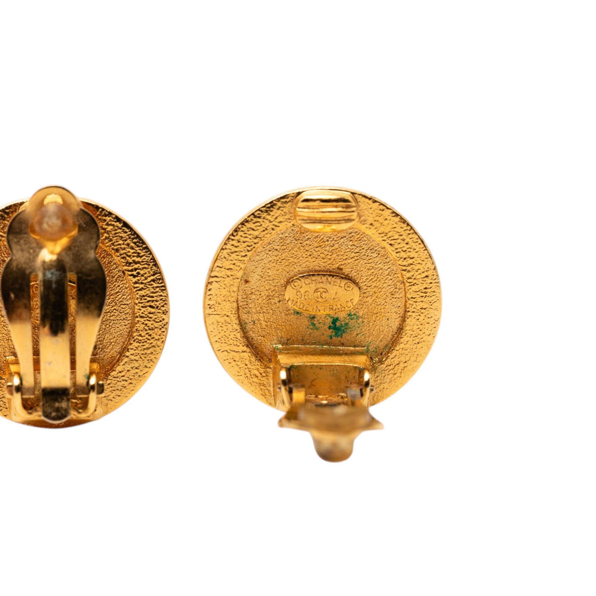Gold Plated Coco Profile Round Clip On Earrings - Image 3