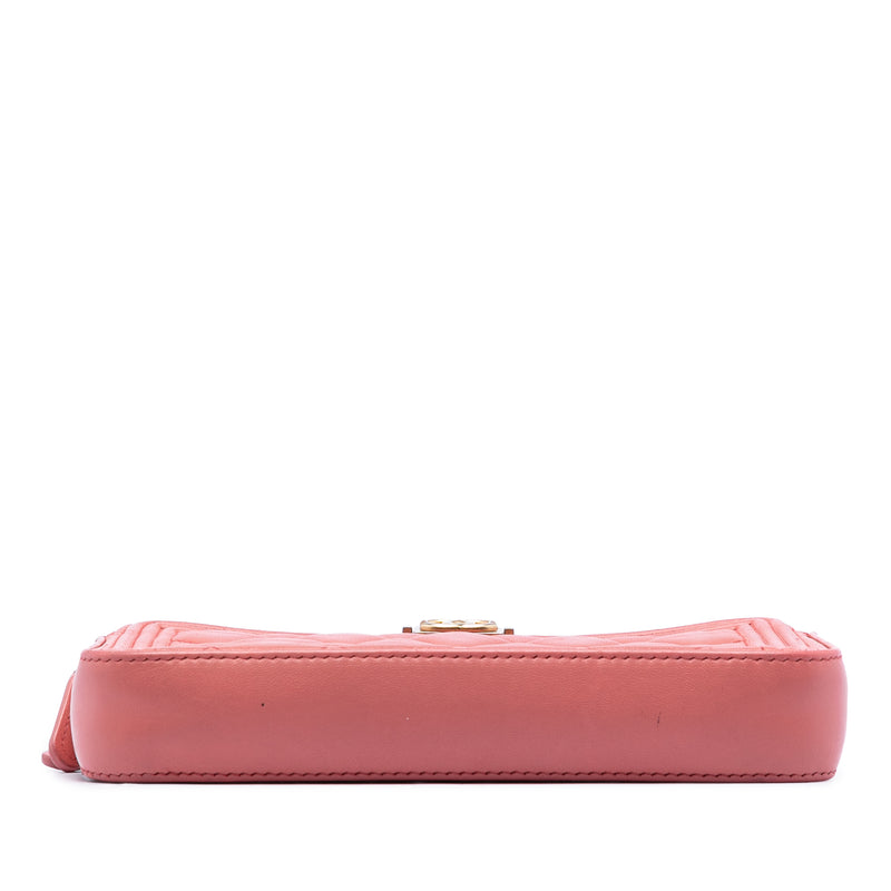 Quilted Caviar Boy Double Zip Clutch With Chain - Image 3