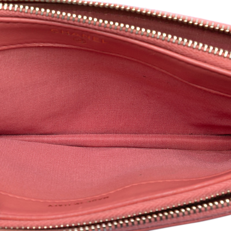 Quilted Caviar Boy Double Zip Clutch With Chain - Image 4