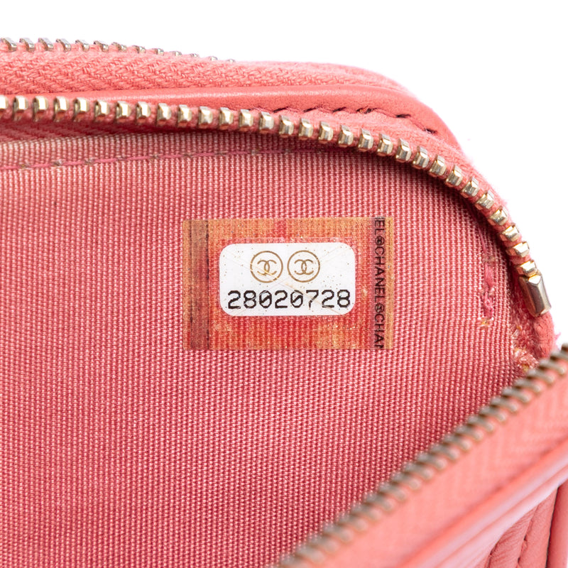 Quilted Caviar Boy Double Zip Clutch With Chain - Image 6