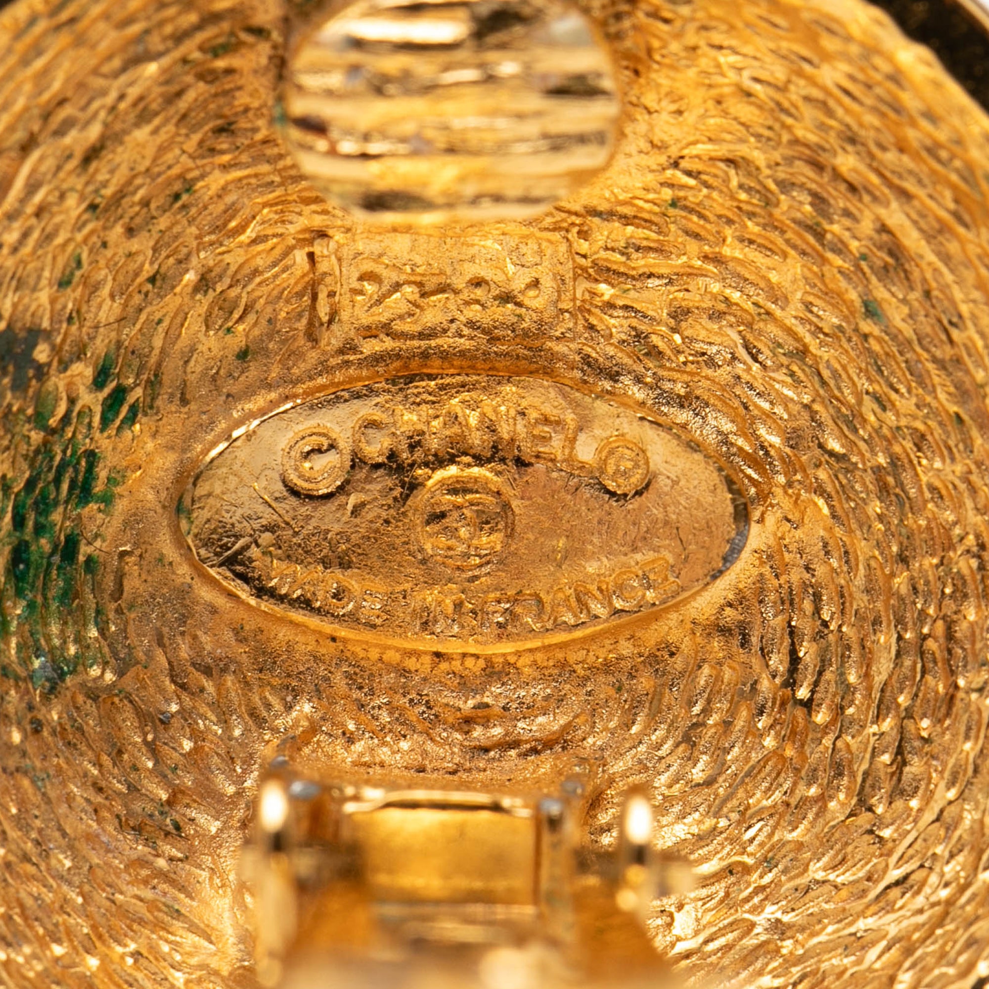 CC Gold Plated Quilted Round Clip On Earrings - Image 3