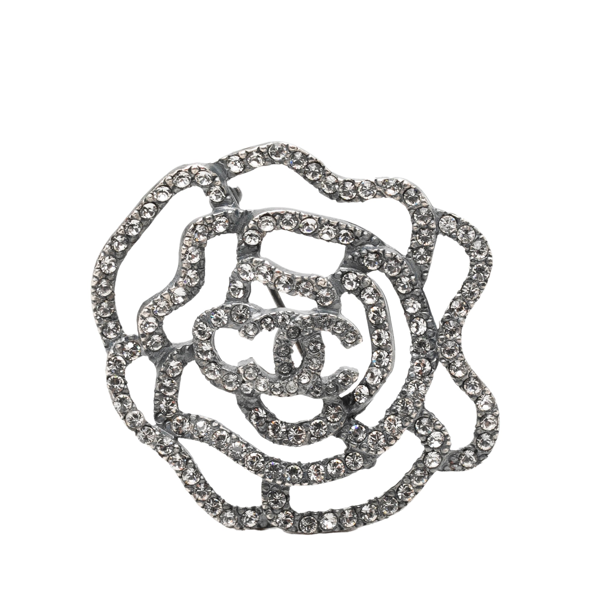 Brass and Strass Camelia Pin Brooch - Image 1