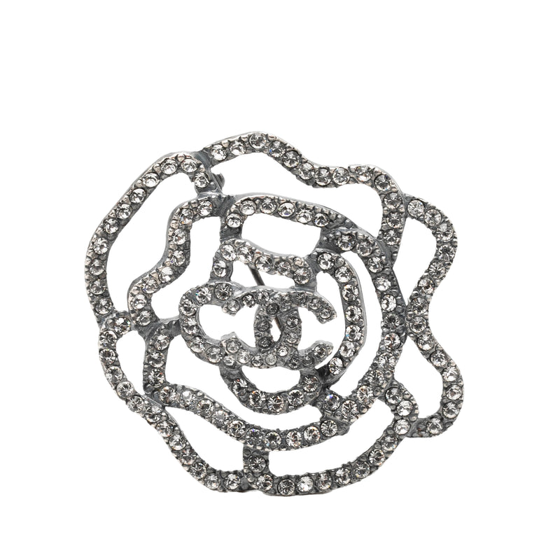 Brass and Strass Camelia Pin Brooch