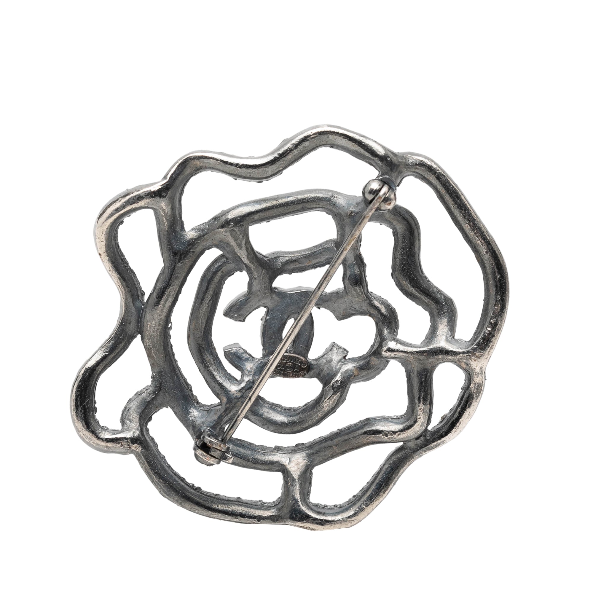 Brass and Strass Camelia Pin Brooch - Image 2