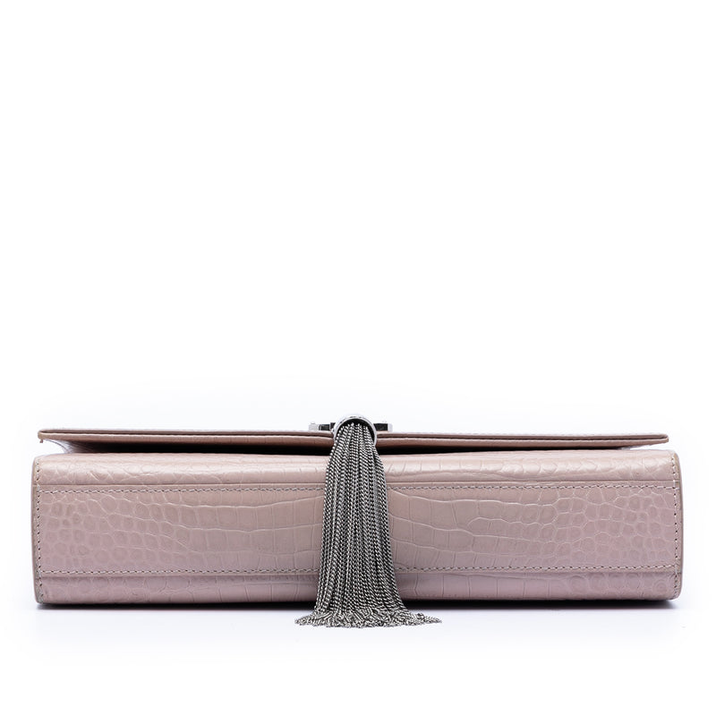 Medium Croc Embossed Leather Kate Tassel Crossbody - Image 3
