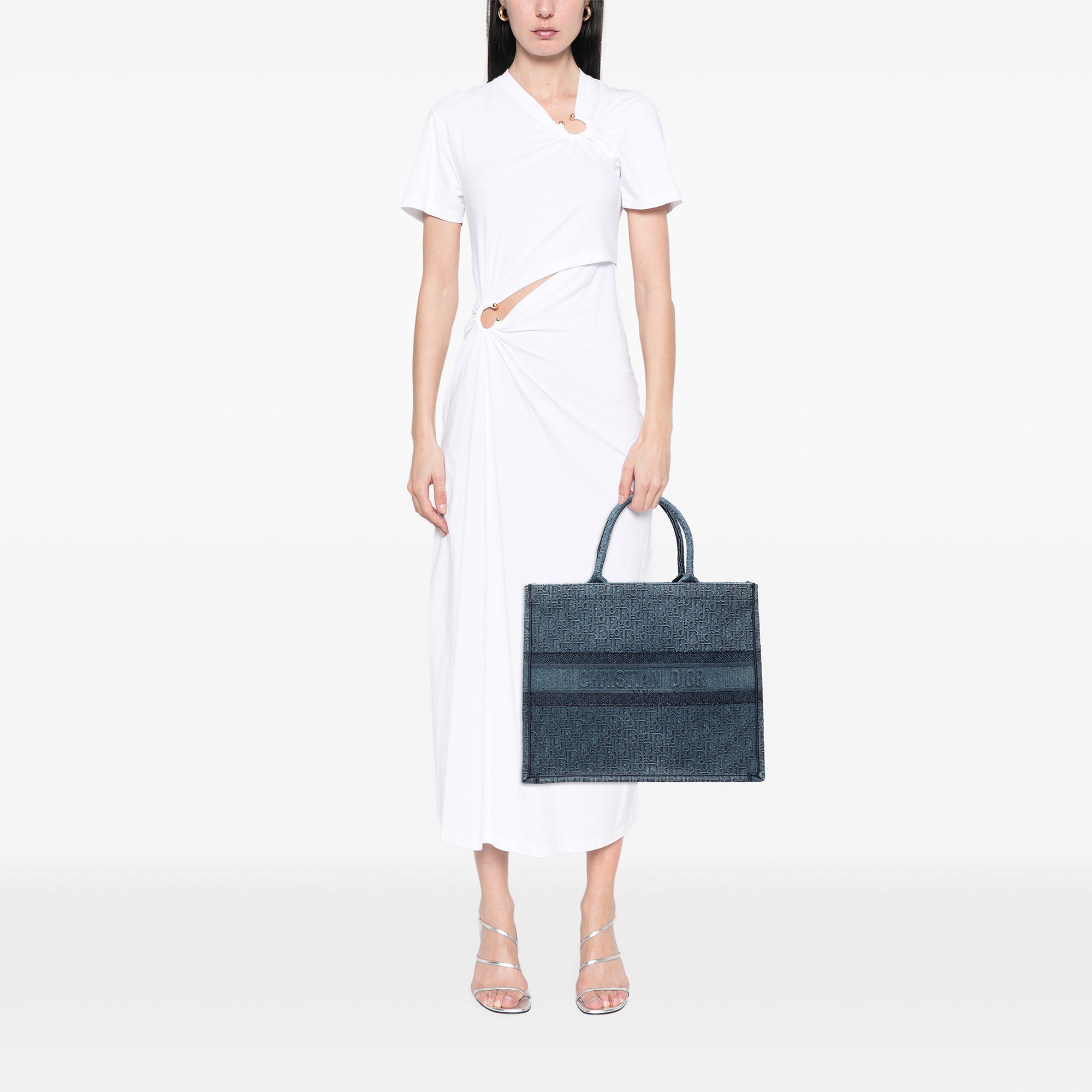 Large Oblique Denim Book Tote - Image 7