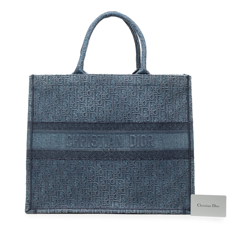 Large Oblique Denim Book Tote - Image 8