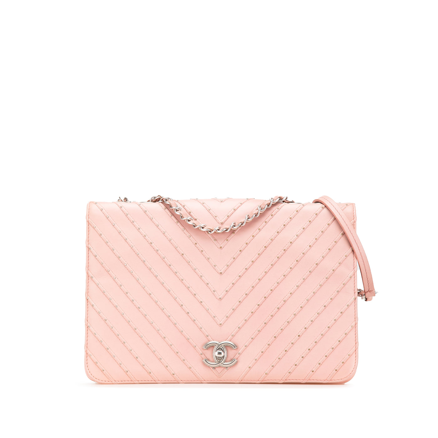Chevron Calfskin Studded Full Flap - Image 1