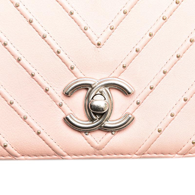 Chevron Calfskin Studded Full Flap - Image 12