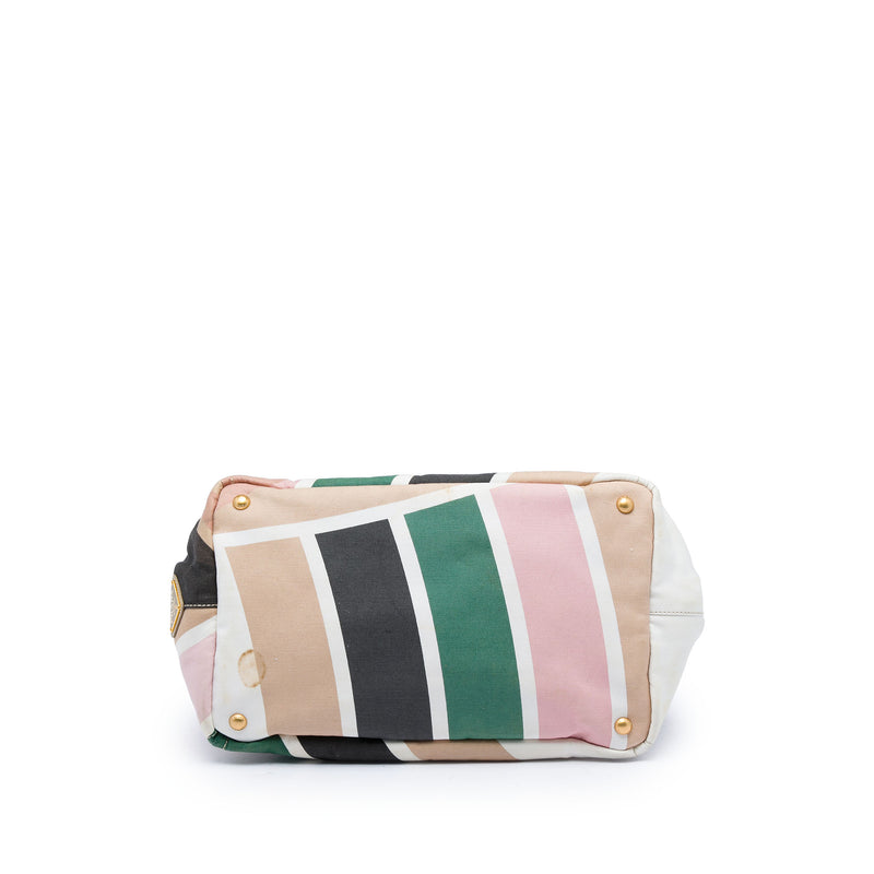 Multicolor Printed Canvas Canapa Satchel - Image 3