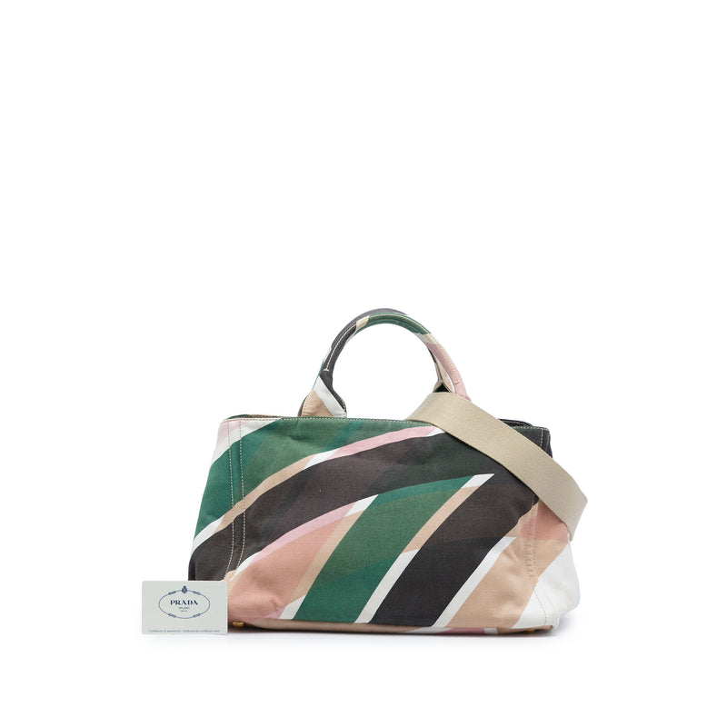 Multicolor Printed Canvas Canapa Satchel - Image 7