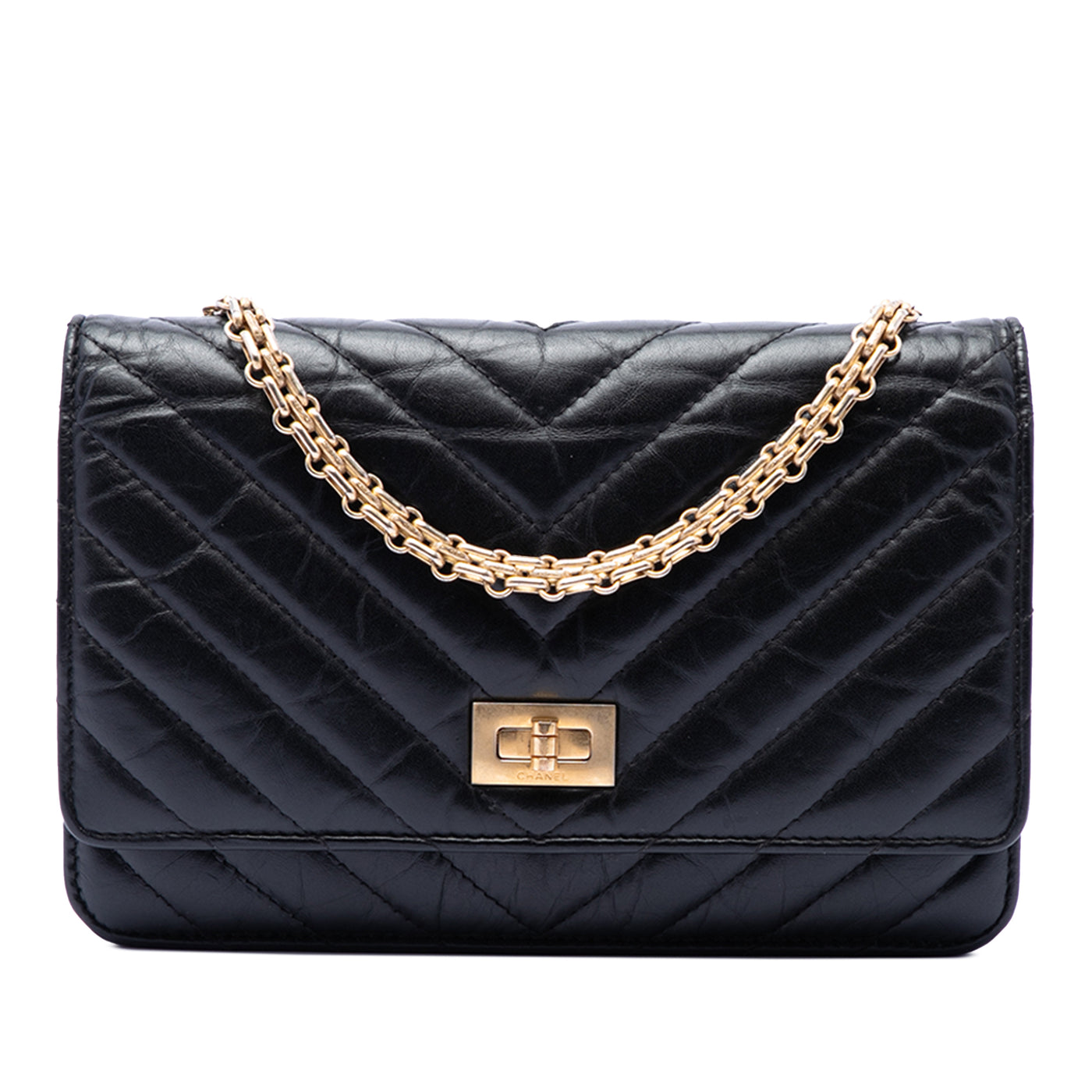 Reissue 2.55 Chevron Aged Calfskin Wallet on Chain - Image 1