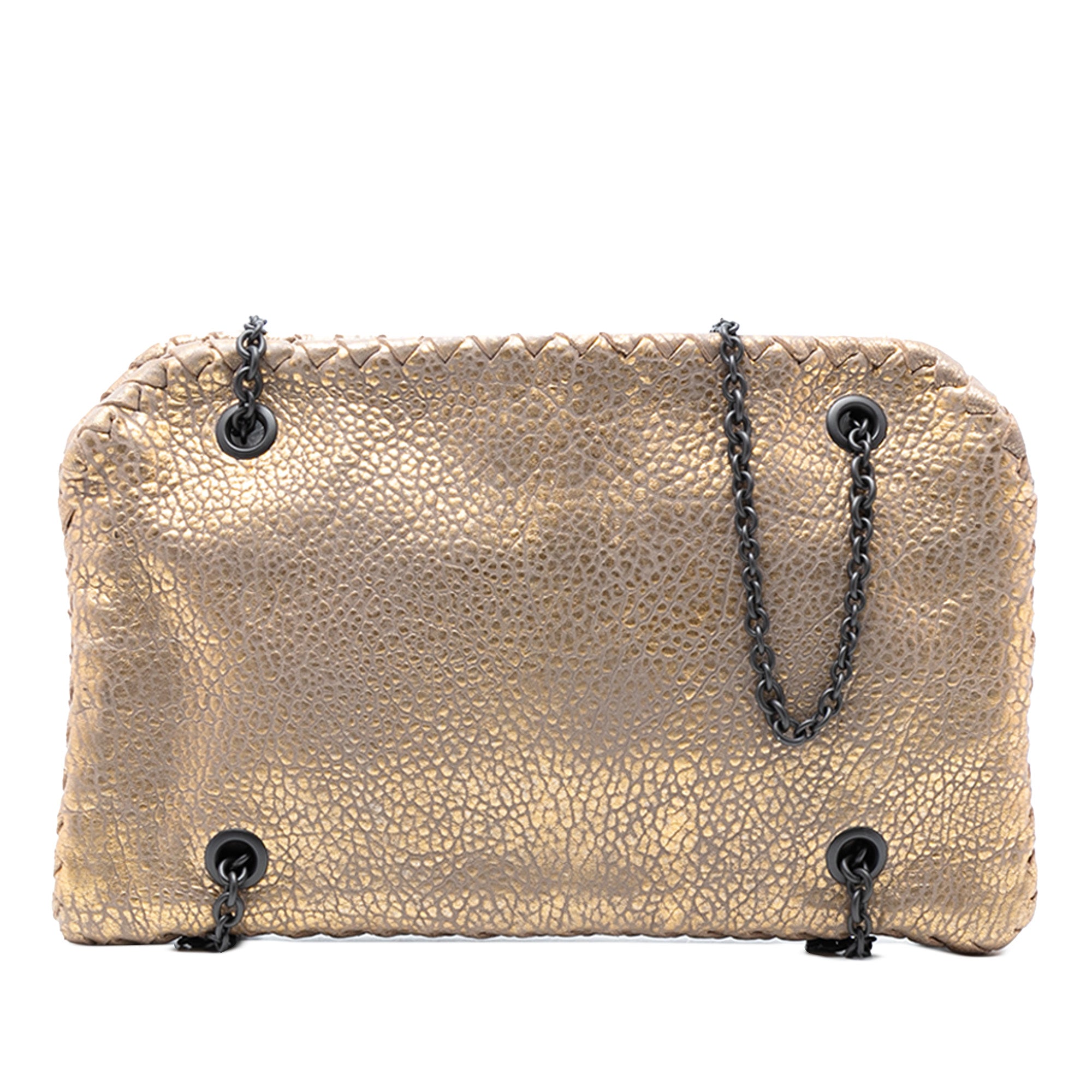 Intrecciato Trimmed Metallic Leather Duo Shoulder Bag - Image 1