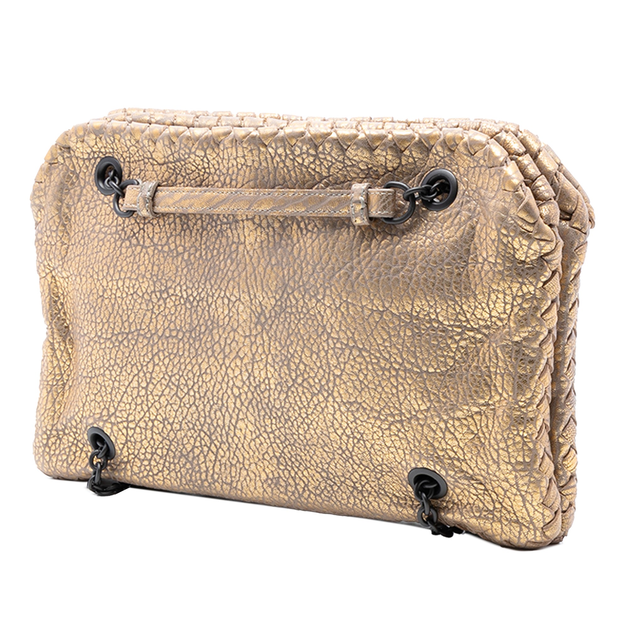 Intrecciato Trimmed Metallic Leather Duo Shoulder Bag - Image 2