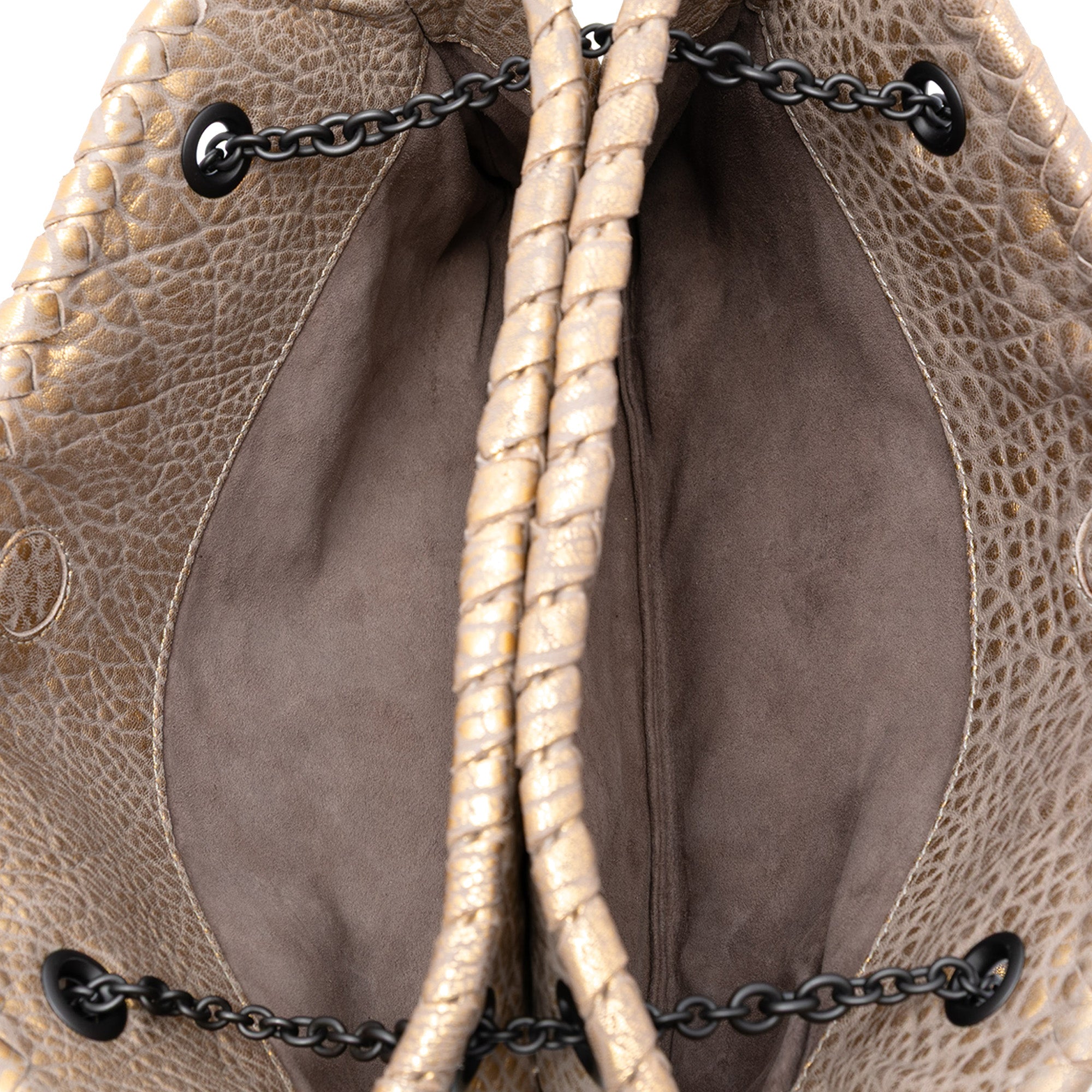 Intrecciato Trimmed Metallic Leather Duo Shoulder Bag - Image 4