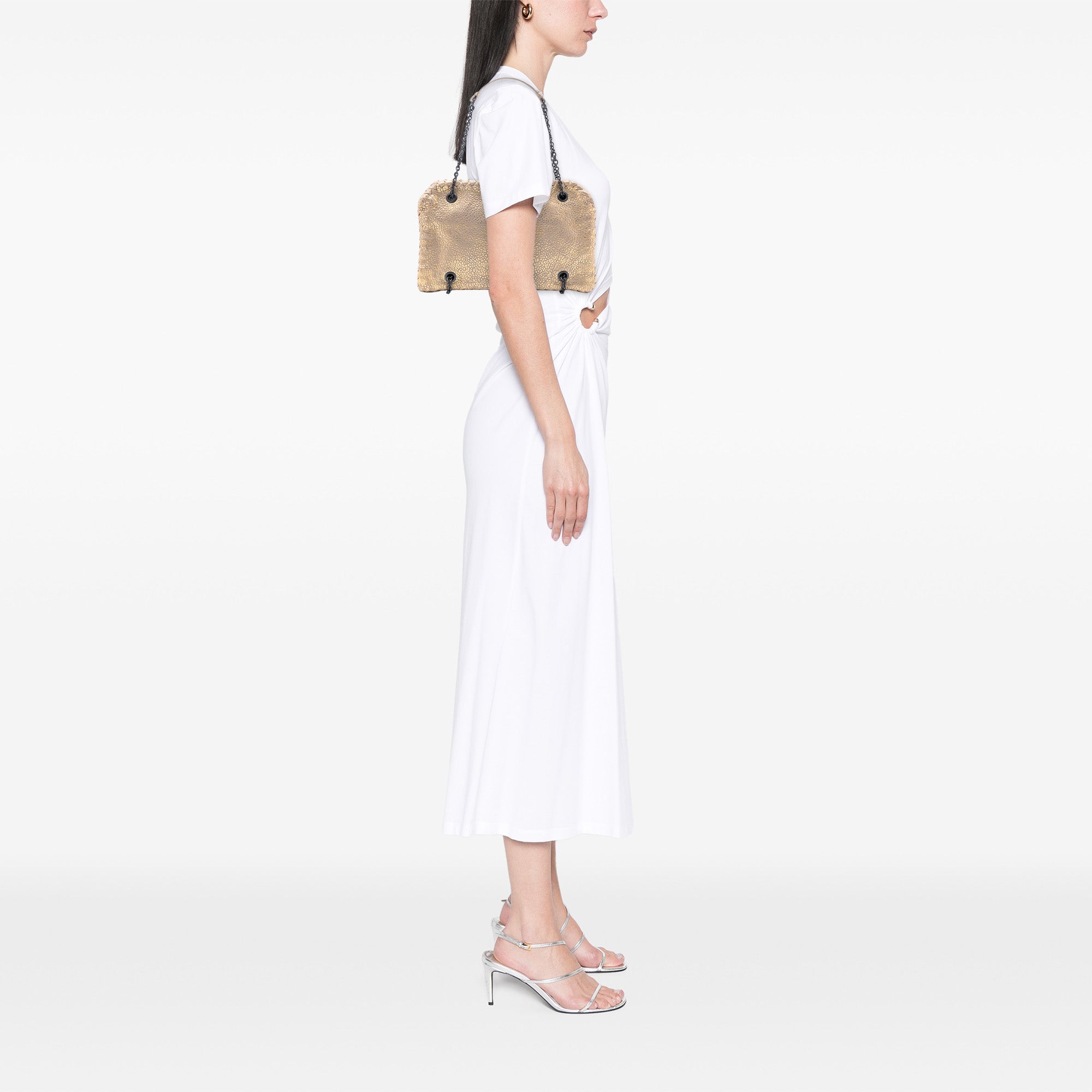 Intrecciato Trimmed Metallic Leather Duo Shoulder Bag - Image 7