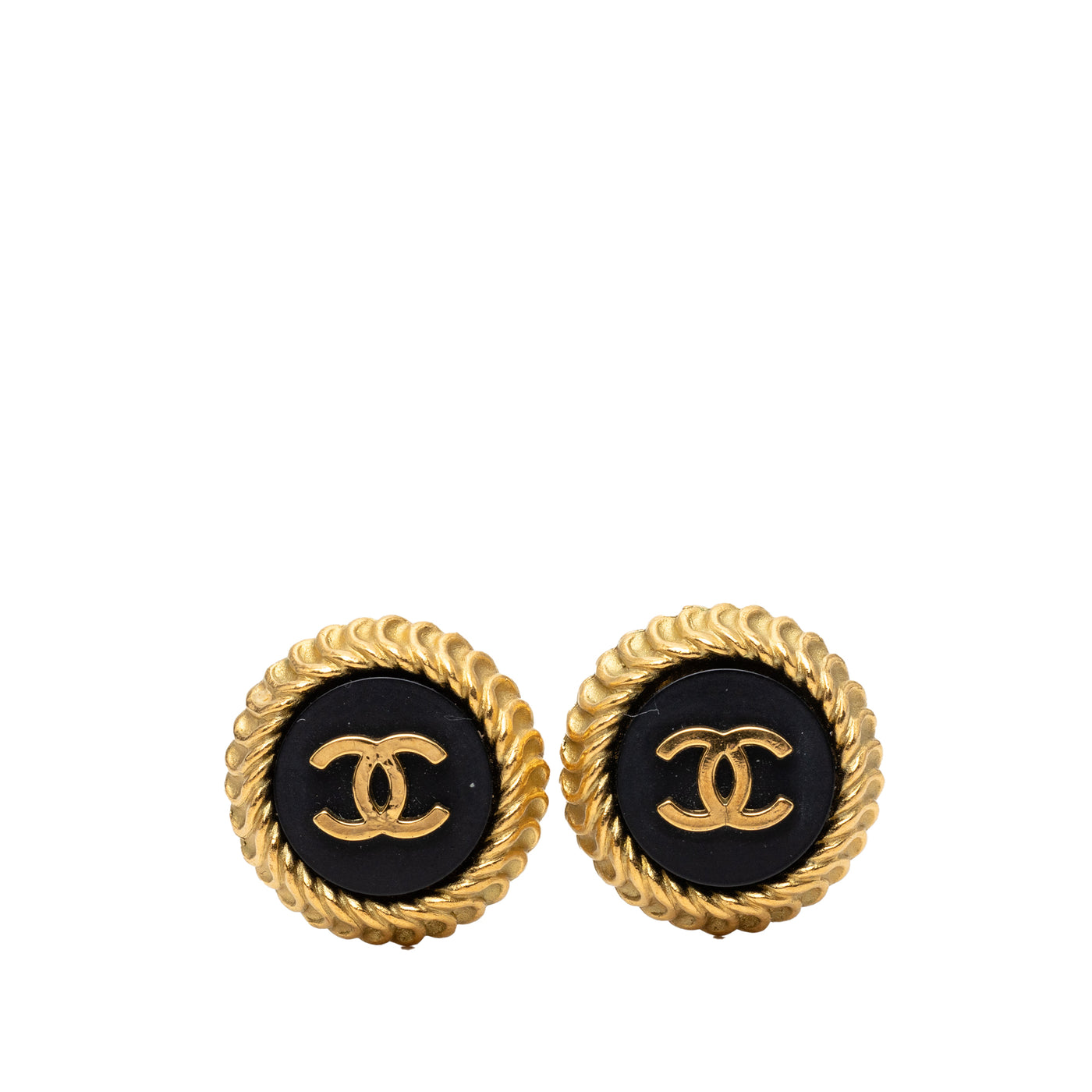 CC Gold Plated and Enamel Round Clip On Earrings - Image 1