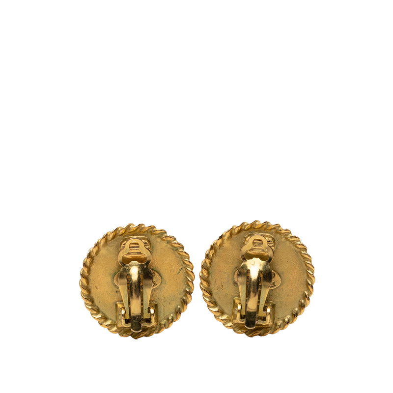 CC Gold Plated and Enamel Round Clip On Earrings - Image 2