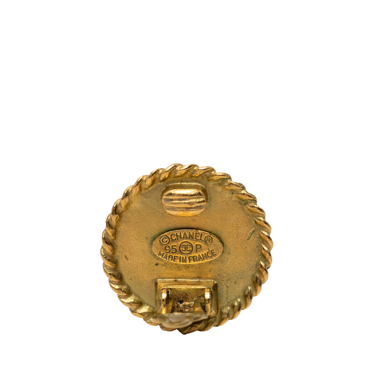 CC Gold Plated and Enamel Round Clip On Earrings - Image 3