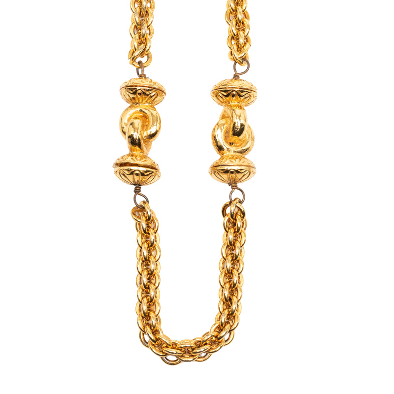 CC Gold Plated Station Chain Long Necklace - Image 4