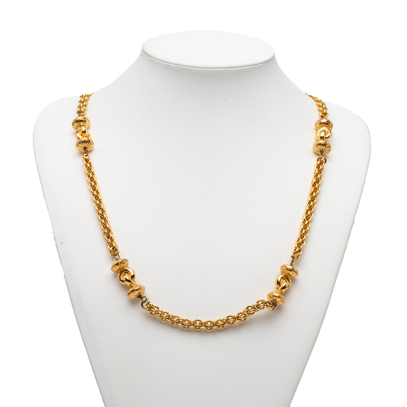 CC Gold Plated Station Chain Long Necklace - Image 5