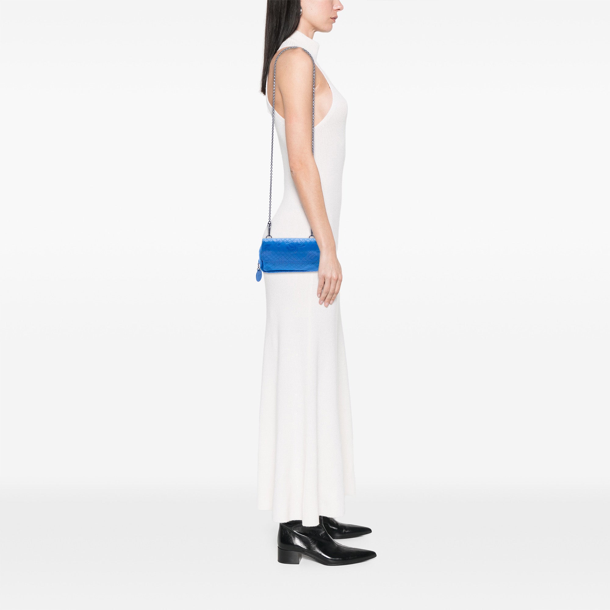 Small Calfskin Intrecciomirage Embossed Butterfly Chain Crossbody - Image 6