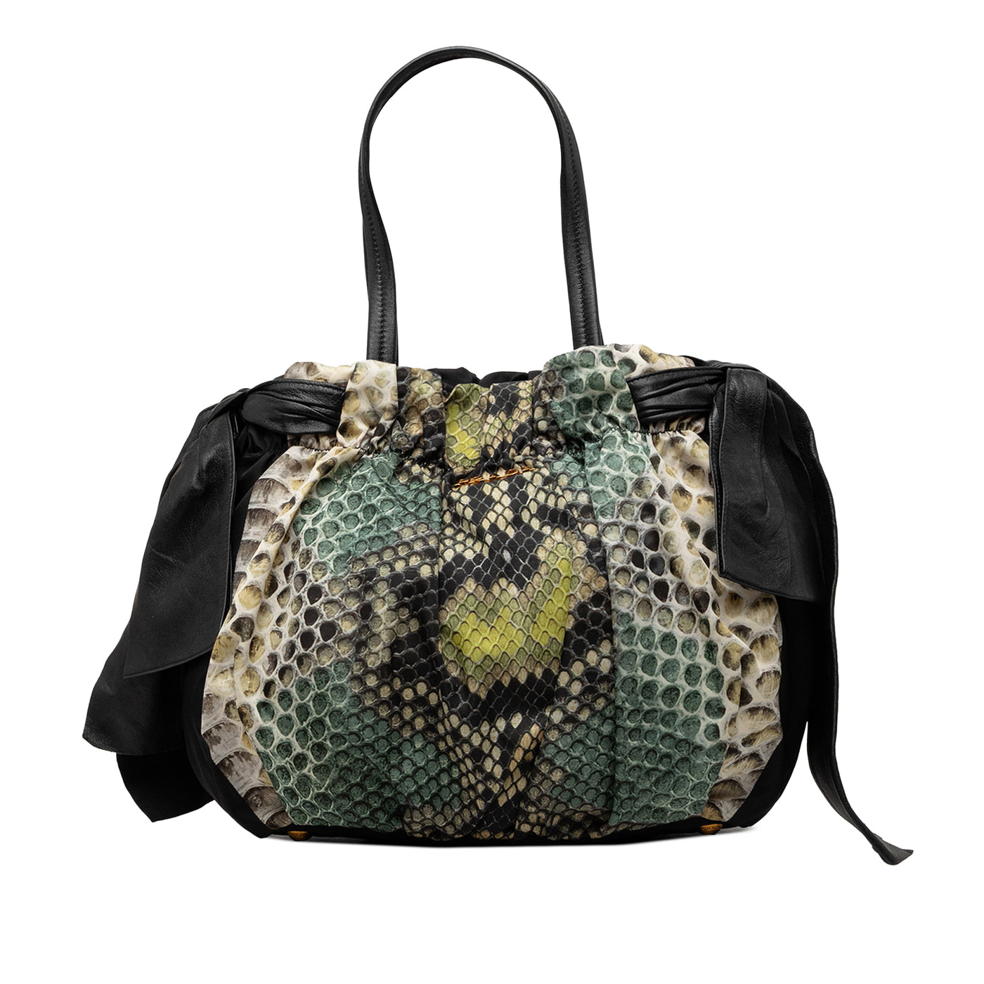 Tessuto Python Print Bow Satchel - Image 1