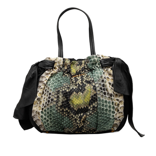 Tessuto Python Print Bow Satchel - Image 1