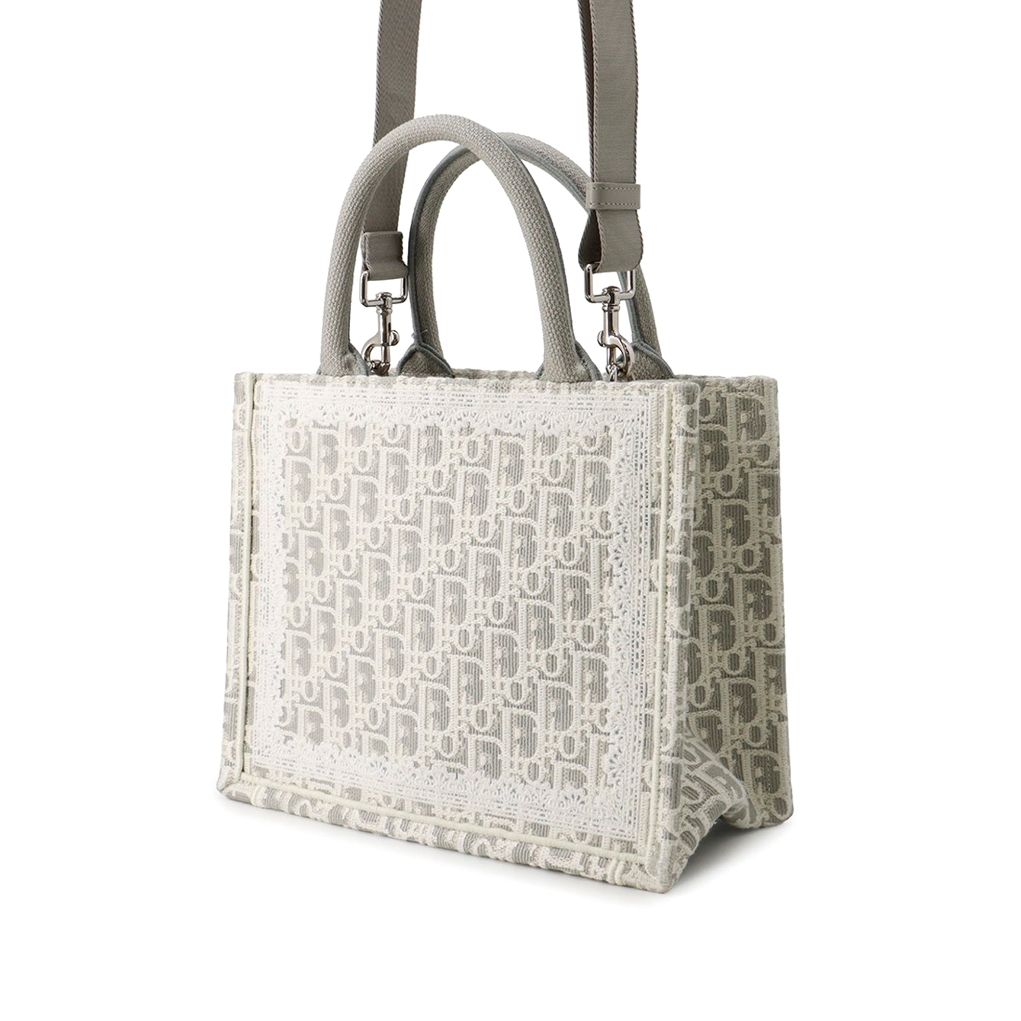 Mini Oblique Embroidered Canvas Lace Book Tote - Image 2