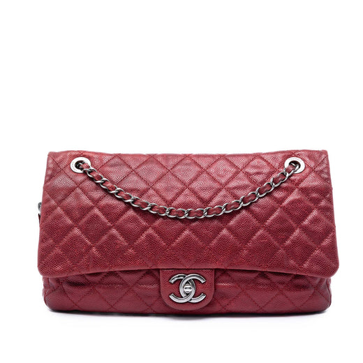 Jumbo Quilted Iridescent Caviar Easy Flap - Image 1