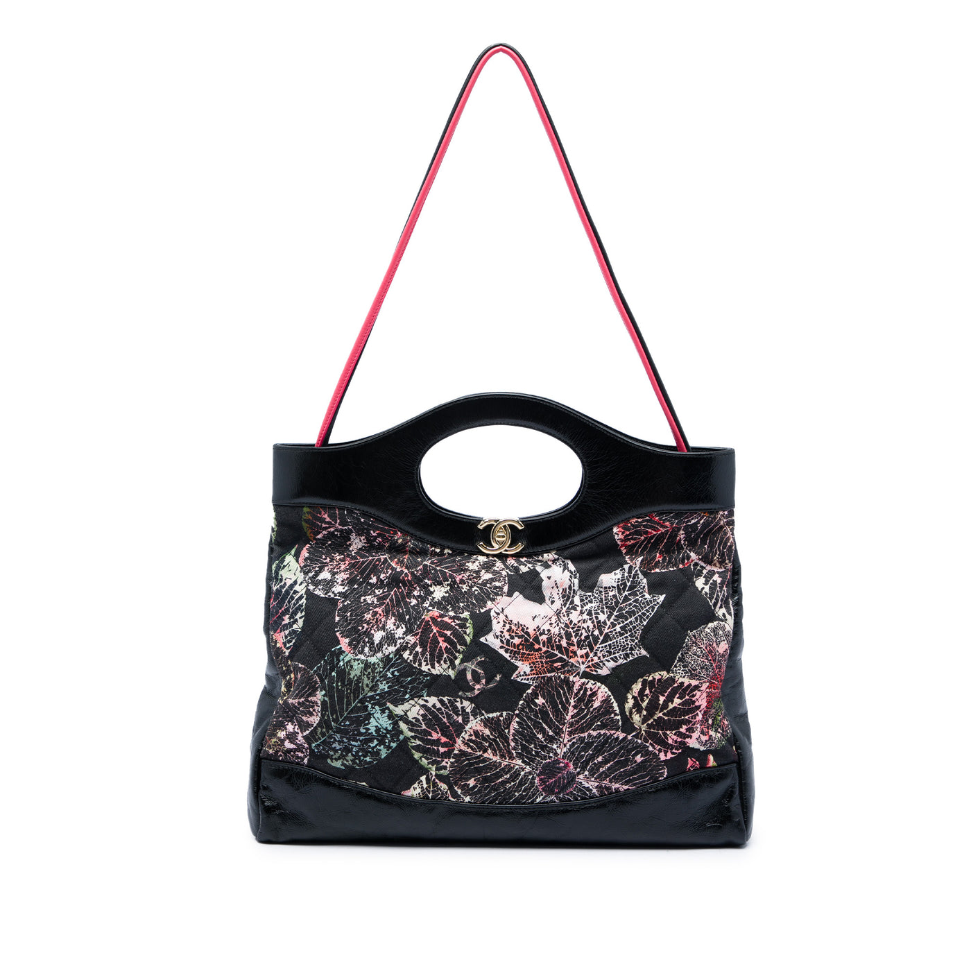 Large Printed Canvas and Glazed Calfskin 31 Shopping Bag - Image 1