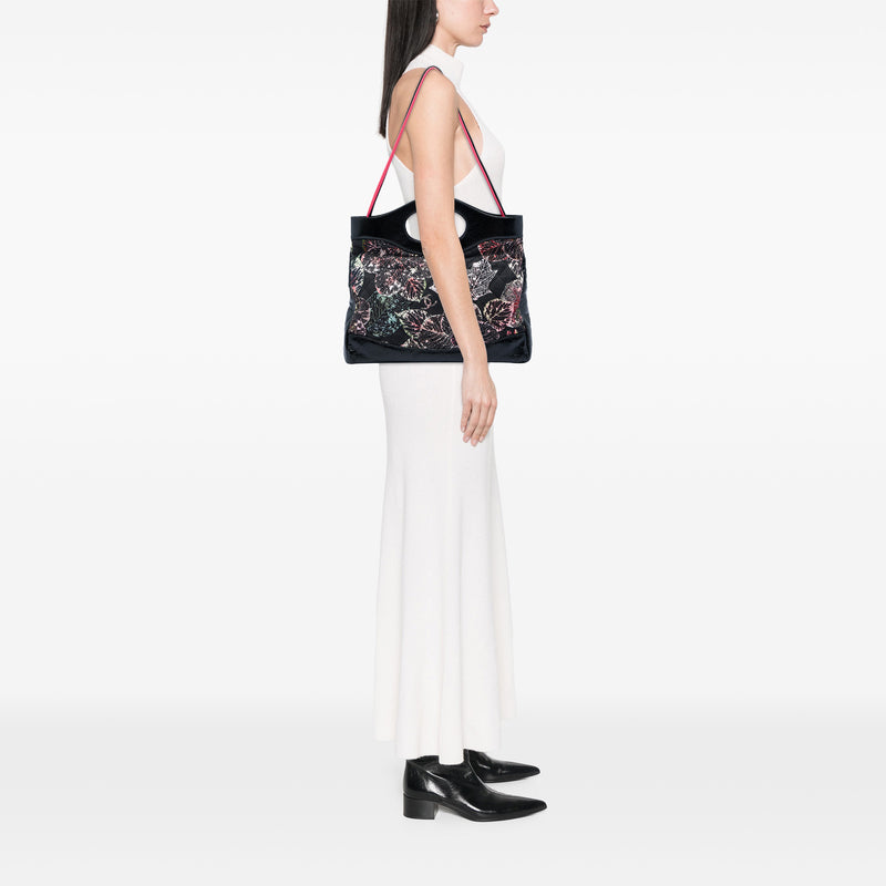 Large Printed Canvas and Glazed Calfskin 31 Shopping Bag - Image 6
