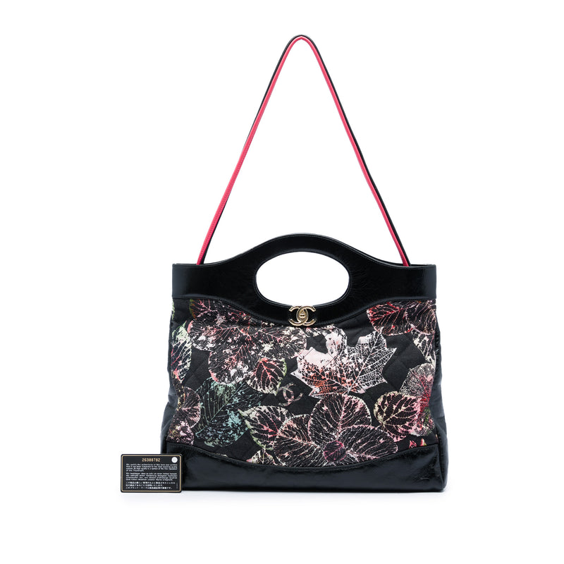 Large Printed Canvas and Glazed Calfskin 31 Shopping Bag - Image 7