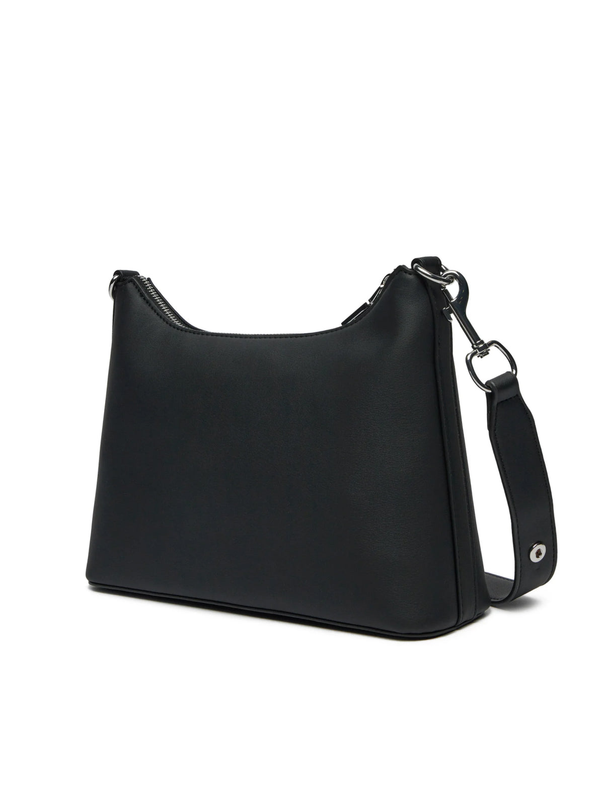 Moschino Logo Plaque Shoulder Bag — Black Polyurethane