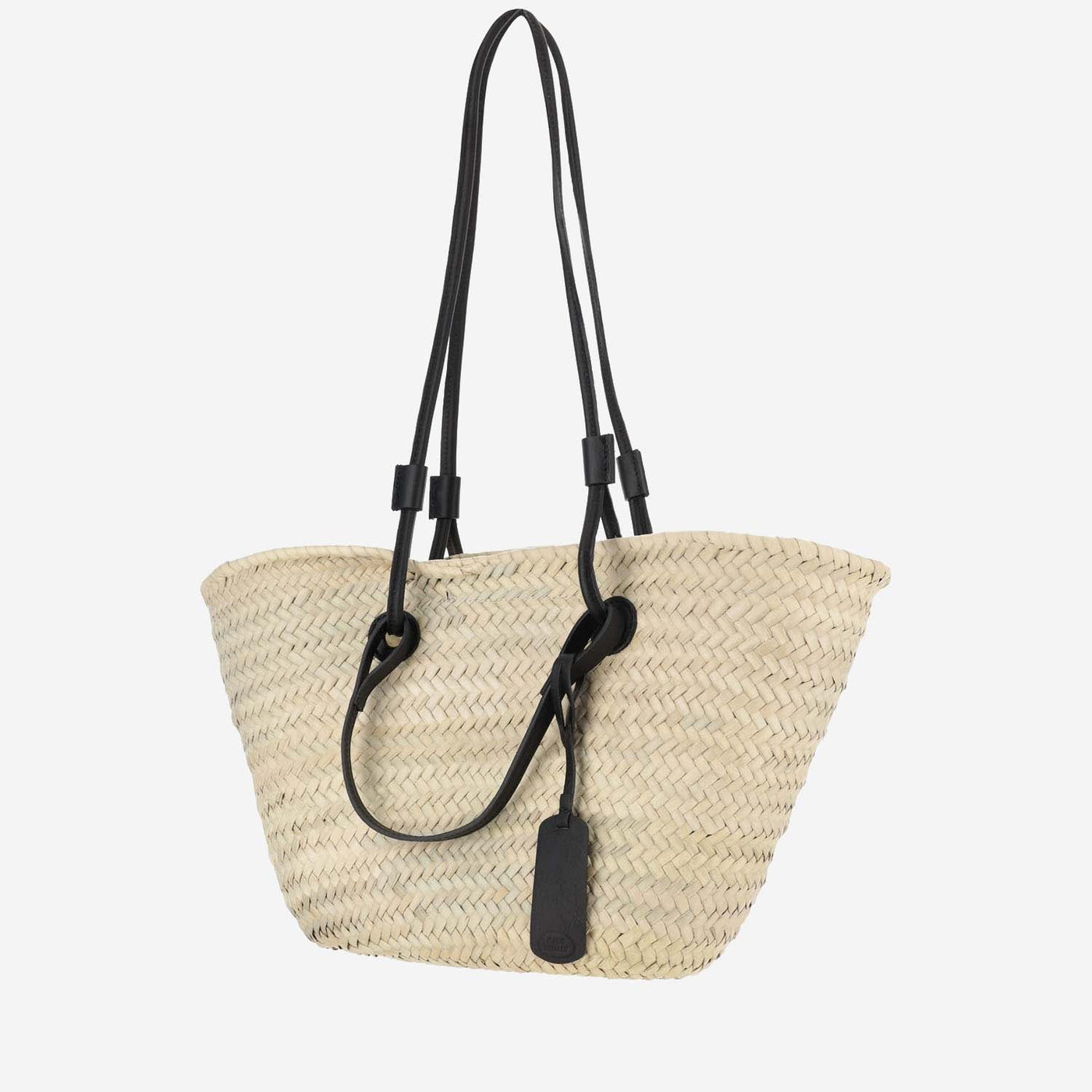 Filippo Catarzi Woven Straw With Leather Accents Tote Bag — Beige